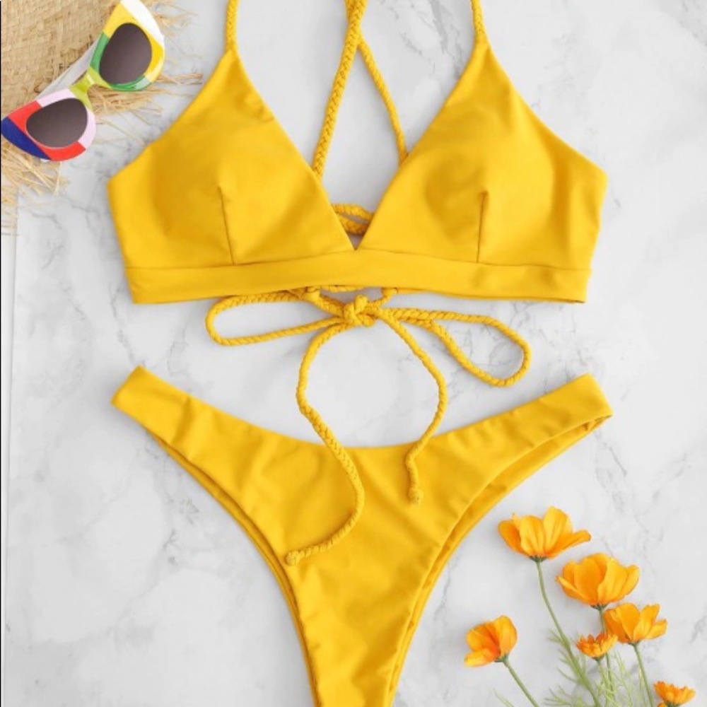 Two yellow ZAFUL bikinis